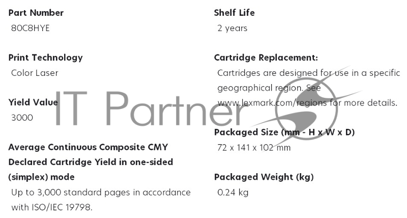 Тонер-картридж желтый для CX310/410/510 3K