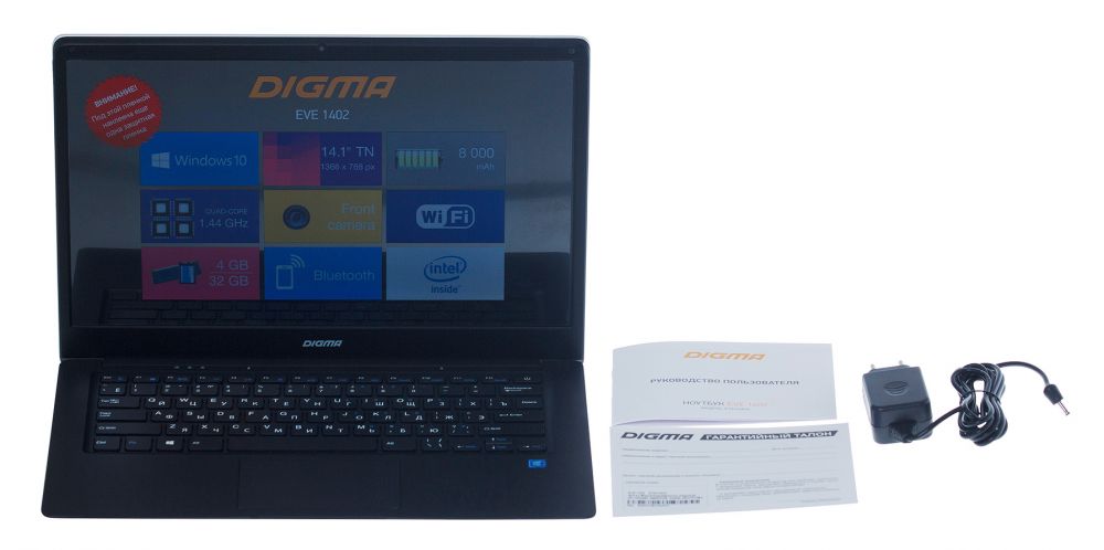 Ноутбук Digma EVE 1402 black/silver 14.1 {FHD IPS Atom X5-Z8350/4Gb/SSD32Gb/W10}
