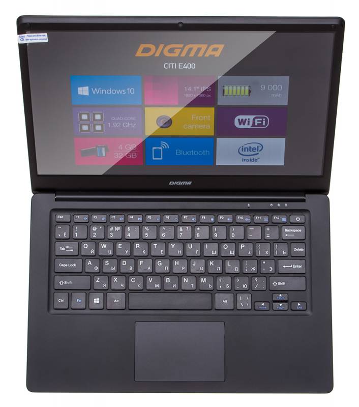 Ноутбук Digma CITI E400 Atom X5 Z8350/4Gb/SSD32Gb+64Gb/Intel HD Graphics 400/14.1/IPS/FHD (1920x1080)/Windows 10/black/WiFi/BT/Cam/9000mAh