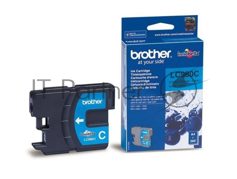 Картридж струйный Brother LC980C голубой для Brother DCP-145C/165C/MFC-250C (260стр.)