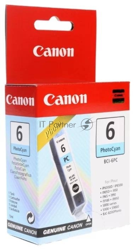 Картридж струйный Canon BCI-6PC 4709A002 голубой для BJC-8200 Photo, BJ-S-800/S-900/I950/I9100