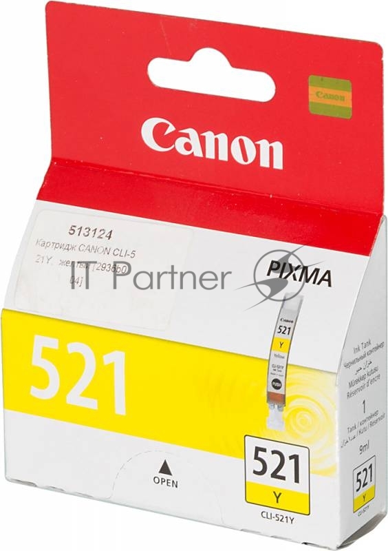 Картридж струйный CLI-521Y (2936B004) для Canon PIXMA iP3600/4600/MP540/620, Желтый, 520стр.