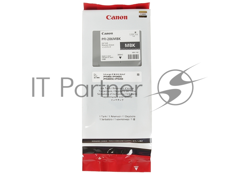 Картридж струйный PFI-206MBk (5302B001), для Canon iPF6400/6450, Черный Матовый, 300ml