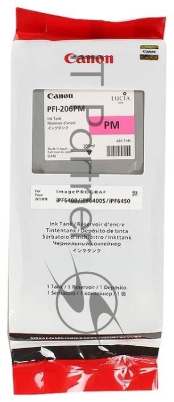 Картридж струйный PFI-206PM (5308B001), для Canon iPF6400/6450, Фото Пурпурный, 300ml
