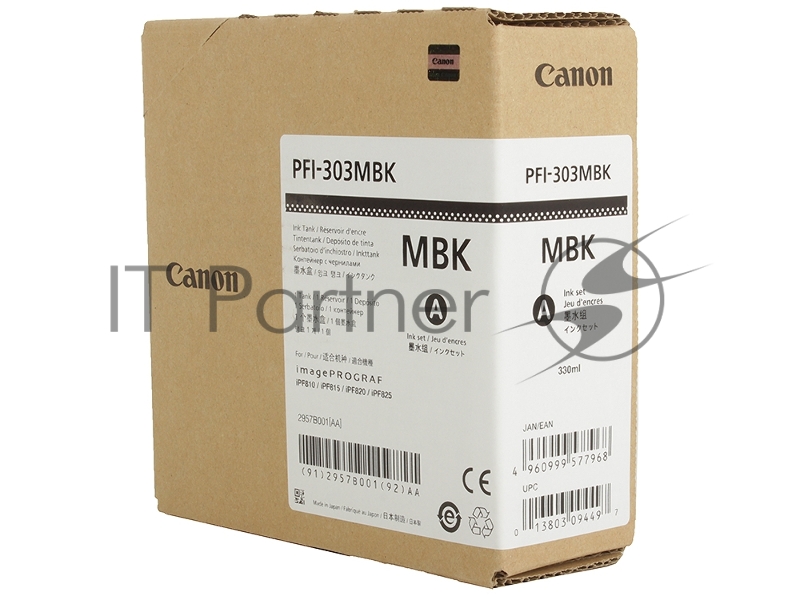 Картридж струйный Canon PFI-303 MBK черный матовый для iPF815/825 (2957B001)