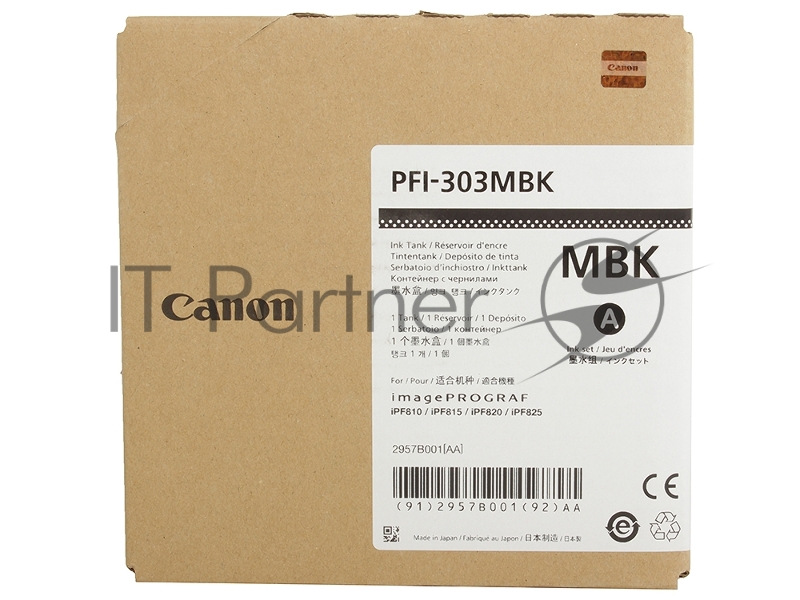 Картридж струйный Canon PFI-303 MBK черный матовый для iPF815/825 (2957B001)