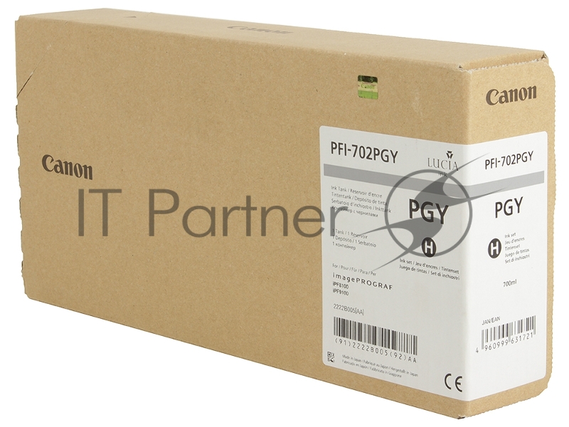 Картридж струйный Canon PFI-702 PGY фото серый для iPF9100 (2222B005)