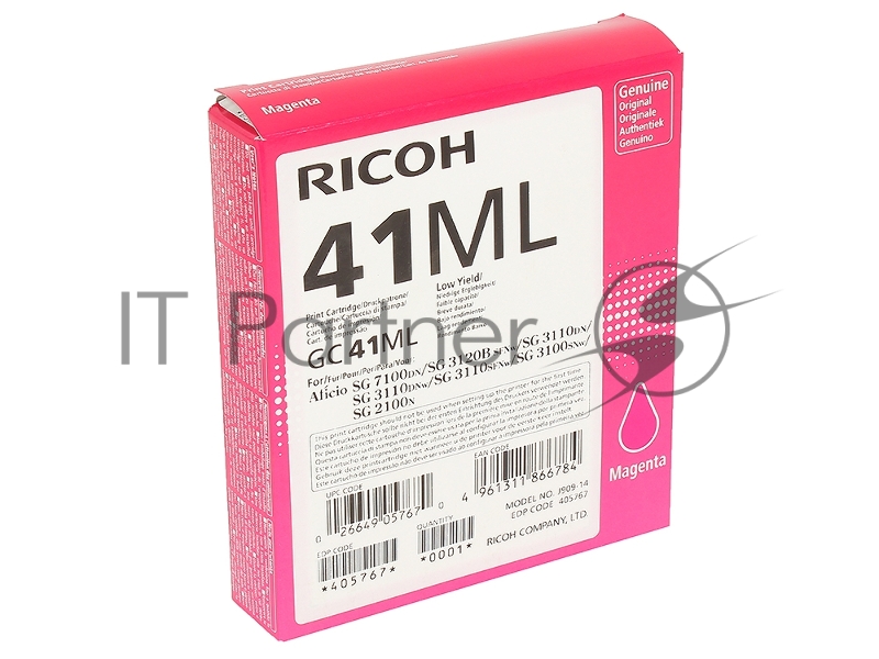 Картридж тип GC 41МL (0.6K) пурпурный для Aficio SG 2100N/ 3110DN/ 3110DNw