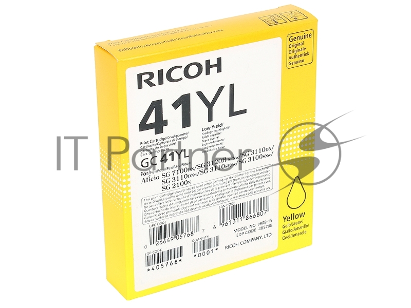 Тонер-картридж тип GC 41YL (0.6K) желтый Aficio SG 2100N/ 3110DN/ 3110DNw