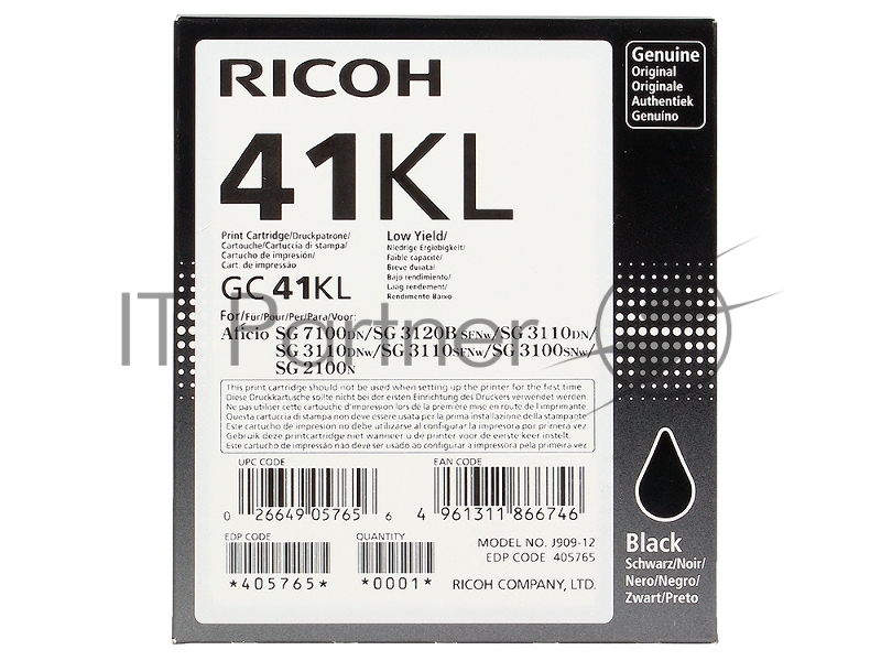 Картридж тип GC 41KL (0.6K) черный для Aficio SG 2100N/ 3110DN/ 3110DNw