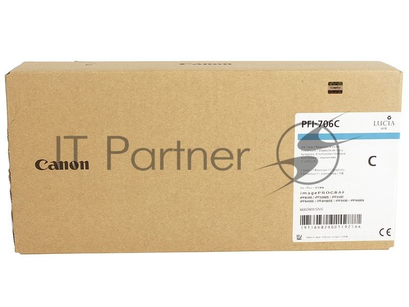 Картридж струйный Canon PFI-706 C голубой для iPF8300S/8400/9400S/9400 (6682B001)