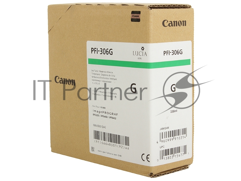 Картридж струйный Canon PFI-306 G зеленый для iPF8400/9400 (6664B001)
