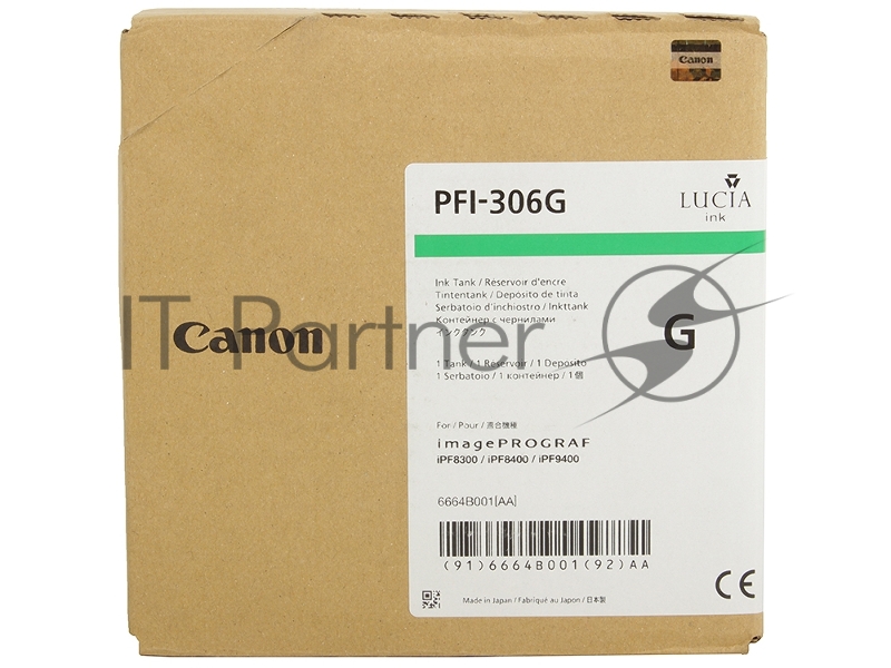Картридж струйный Canon PFI-306 G зеленый для iPF8400/9400 (6664B001)