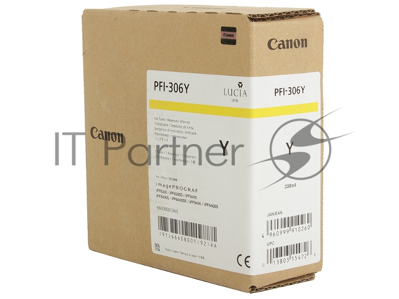 Картридж струйный Canon PFI-306 Y желтый для iPF8300S/8400/9400S/9400 (6660B001)