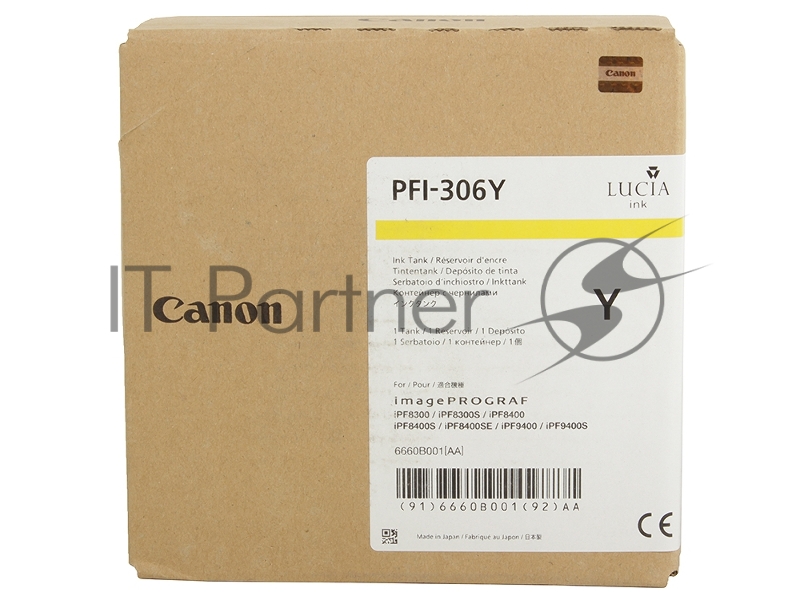 Картридж струйный Canon PFI-306 Y желтый для iPF8300S/8400/9400S/9400 (6660B001)