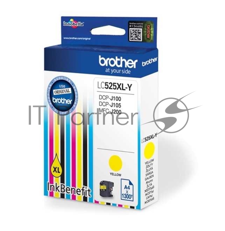 Картридж струйный Brother LC525XLY желтый для Brother DCP-J100/J105/J200 (1300стр.)