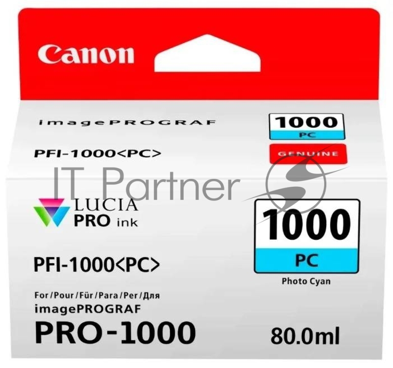 Картридж Canon PFI-1000 PC для IJ SFP PRO-1000 WFG. Фото голубой. 80 мл.