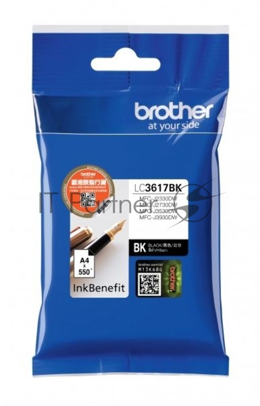Картридж Brother струйный LC3617BK черный, 550 стр., для MFC-J3530DW, MFC-J3930DW