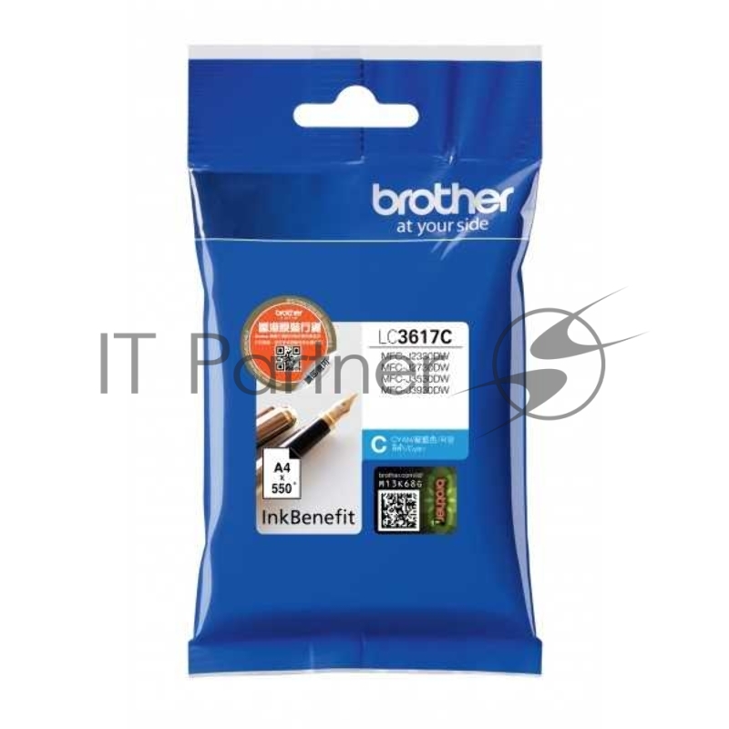 Картридж Brother струйный LC3617C голубой, 550 стр., для MFC-J3530DW, MFC-J3930DW