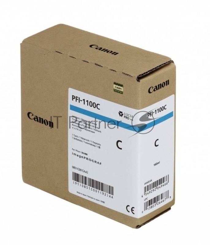 Картридж Canon PFI-1100 C (0851C001) голубой, 160 мл., для imagePROGRAF PRO-2000, PRO-4000, PRO-4000S, PRO-6000S