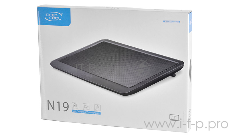 Теплоотводящая подставка под ноутбук DeepCool N19 (до 14, 140мм вентилятор, черный)