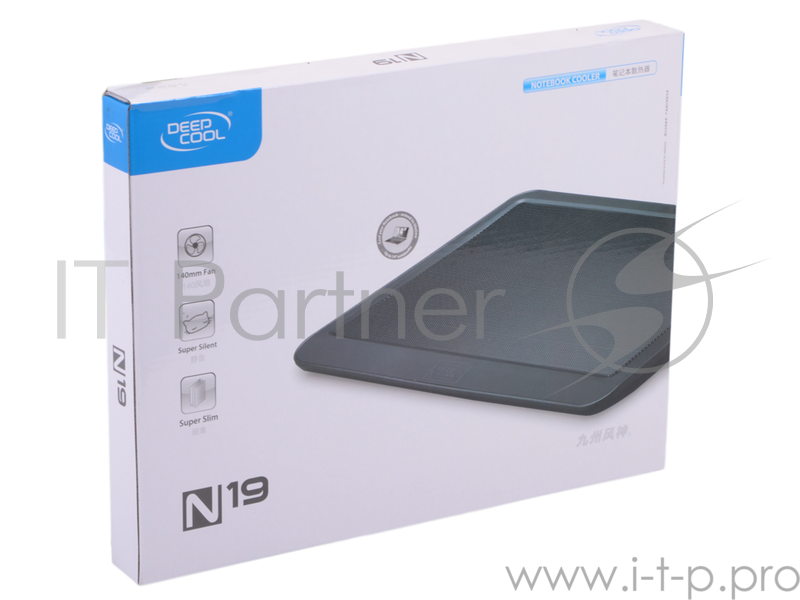 Теплоотводящая подставка под ноутбук DeepCool N19 (до 14, 140мм вентилятор, черный)