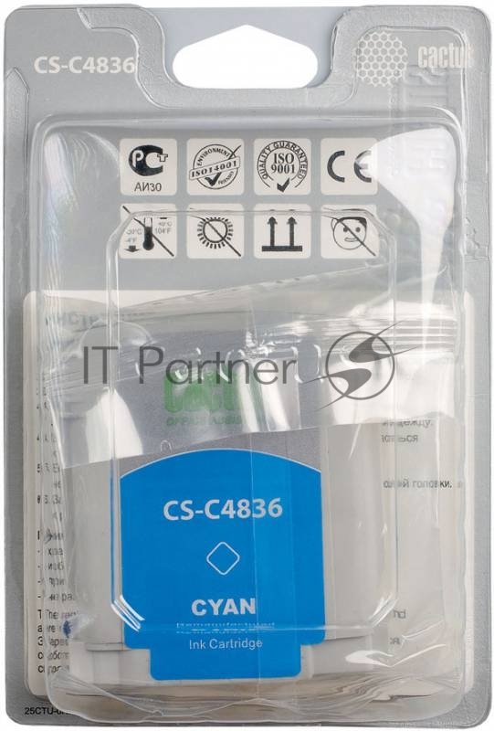 Картридж струйный Cactus CS-C4836 голубой для №11 HP 2000/2500/1000/1100/1200 (29ml)