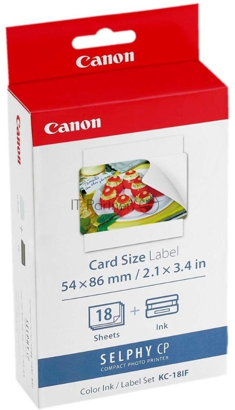 Бумага Canon KC-18IF Ink/LABEL Set for Selphy, 18 наклеек формата кредитной карты форматом 54 x 86 мм (2,1x3.4)