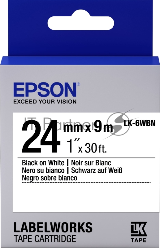 Термолента Tape - LK6WBN Std Blk/Wht 24/9