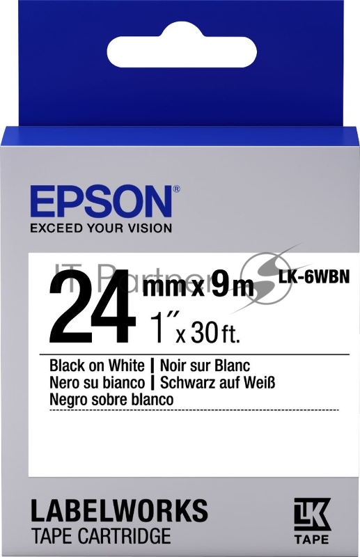 Термолента Tape - LK6WBN Std Blk/Wht 24/9