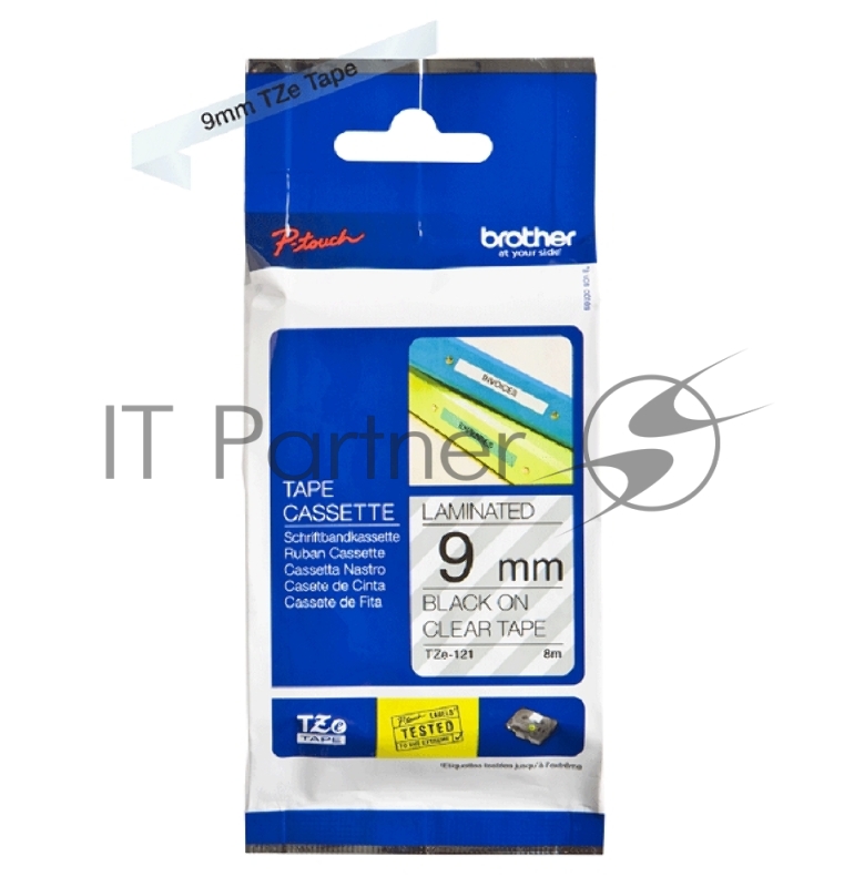 Наклейка ламинированная TZ-E121 (9 мм черн/прозр)