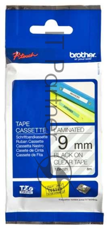 Наклейка ламинированная TZ-E121 (9 мм черн/прозр)