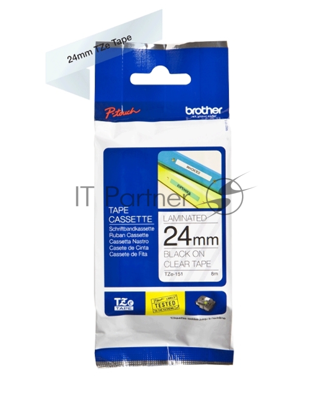 Наклейка ламинированная TZ-E151 (24 мм черн/прозр)