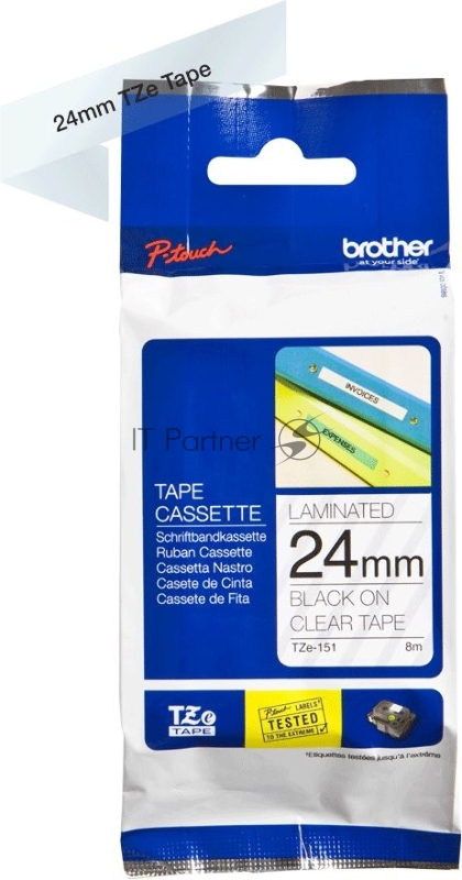 Наклейка ламинированная TZ-E151 (24 мм черн/прозр)