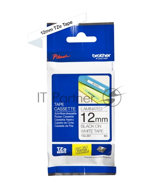 Картридж ленточный Brother TZE231 (12 мм черн/бел, аналог TZ-231)