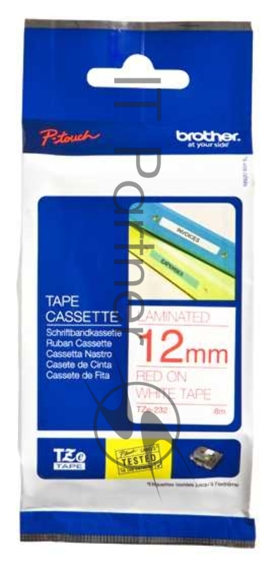 Наклейка ламинированная TZ-E232 (12 мм красн/бел, аналог TZ-232)