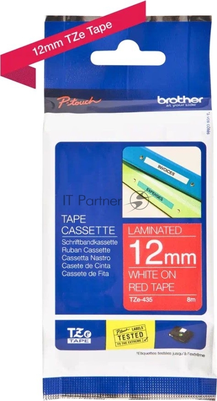 Наклейка ламинированная TZ-E435 (12 мм бел/красн)