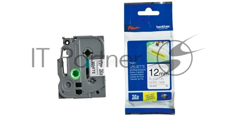 Наклейка ламинированная повышенной адгезии TZ-ES231 (12 мм черн/бел, аналог TZ-S231)