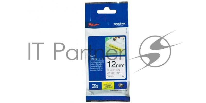 Наклейка ламинированная повышенной адгезии TZ-ES231 (12 мм черн/бел, аналог TZ-S231)