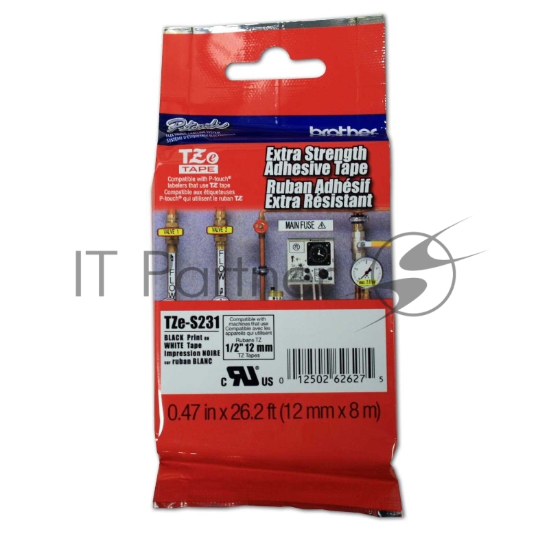 Наклейка ламинированная повышенной адгезии TZ-ES231 (12 мм черн/бел, аналог TZ-S231)