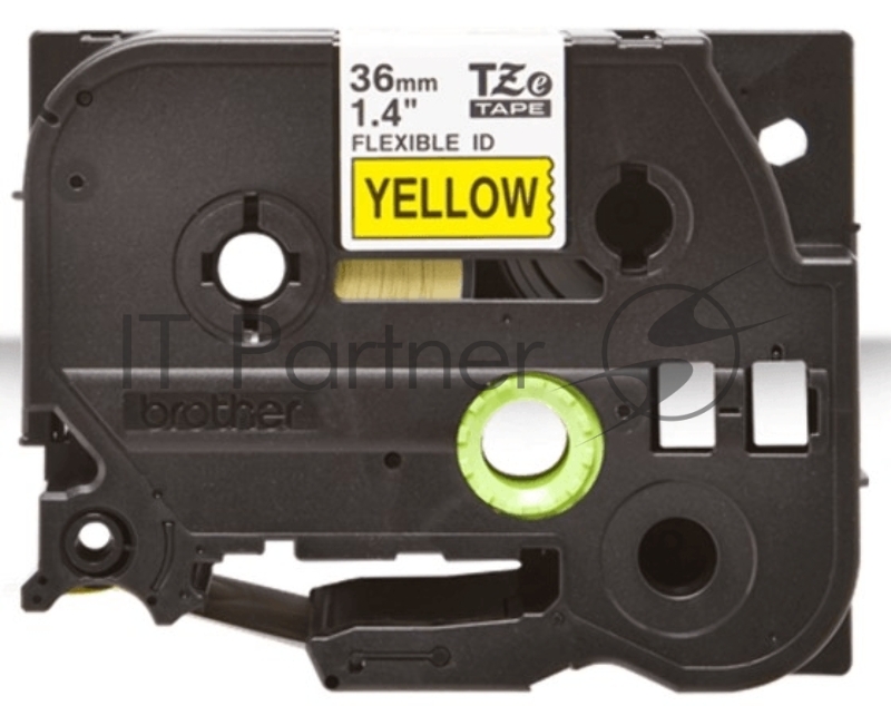 Лента Brother для печати наклеек TZe-FX661 36-мм гибкая ламинированная идентификационная (черный на желтом фоне), 8 м.