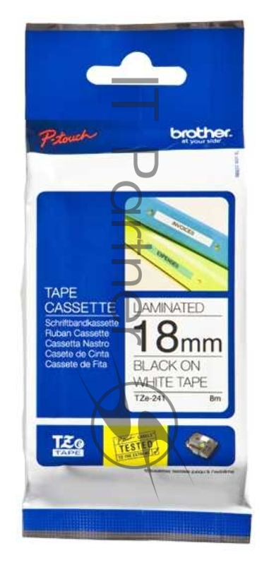 Наклейка ламинированная TZ-E241 (18 мм черн/бел, аналог TZ-241)