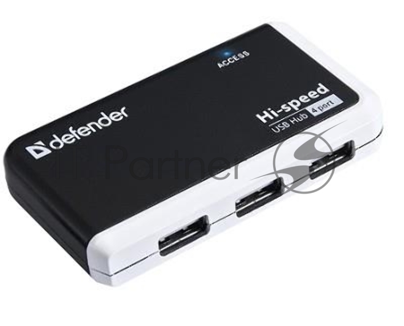Разветвитель USB Defender QUADRO INFIX USB2.0 - 4 порта, скор. - до 480 Мбит/с, + кабель USB 2.0 A(M) - MiniB (M) - 1м.