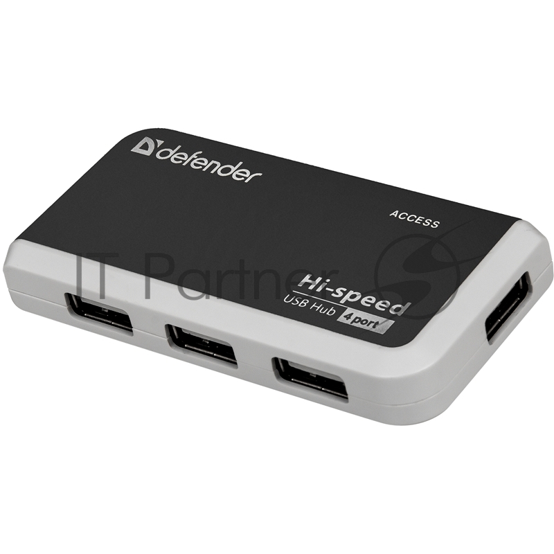 Разветвитель USB Defender QUADRO INFIX USB2.0 - 4 порта, скор. - до 480 Мбит/с, + кабель USB 2.0 A(M) - MiniB (M) - 1м.