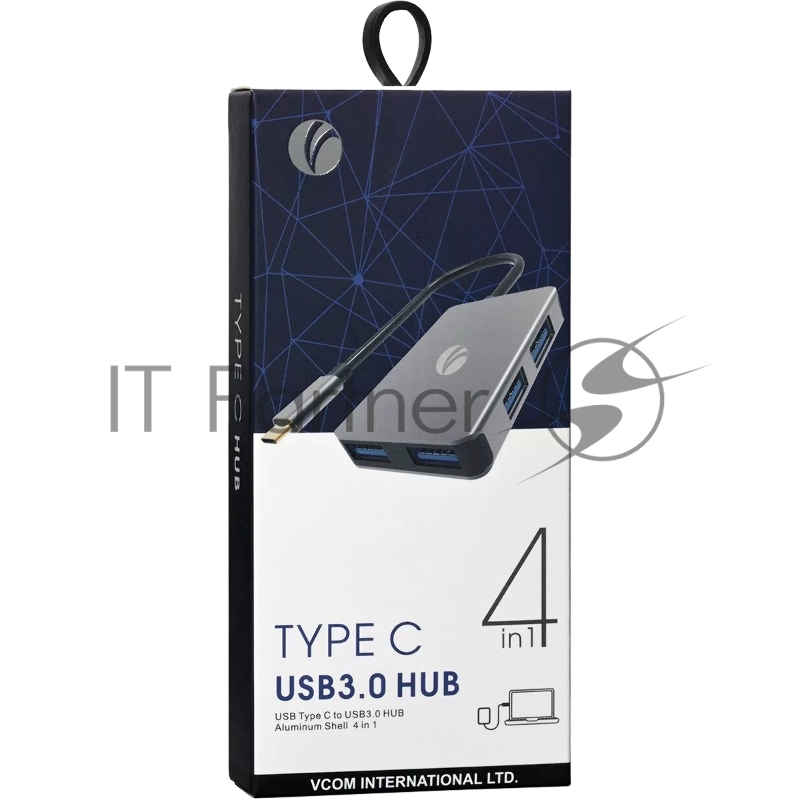 Кабель-концентратор USB 3.1 Type-Cm --> 4 port USB3.0(f) Aluminum Shell VCOM <DH310B>
