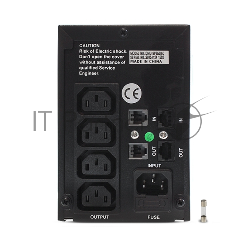 Источник бесперебойного питания CROWN CMU-SP650IEC 650VA, 360W, металл, 1x12V/7AH, розетки 4*IEC, трансформатор AVR 140-290V, cъёмный кабель 1.5м, фильтр телефонной и ethernet линии RJ11/45, защита батареи, от перегрузки, от КЗ