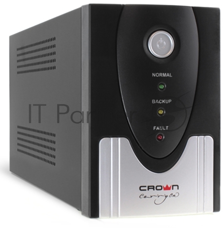 Источник бесперебойного питания CROWN CMU-SP500EURO Бюджетный для защиты ПК и рабочих станций. CROWN 500VA, металл, 1x12V/4.5AH, розетки 2*EURO, трансформатор AVR 145-280V, встроенный кабель 1.2м, фильтр телефонной и ethernet линии RJ11/45, защита ба