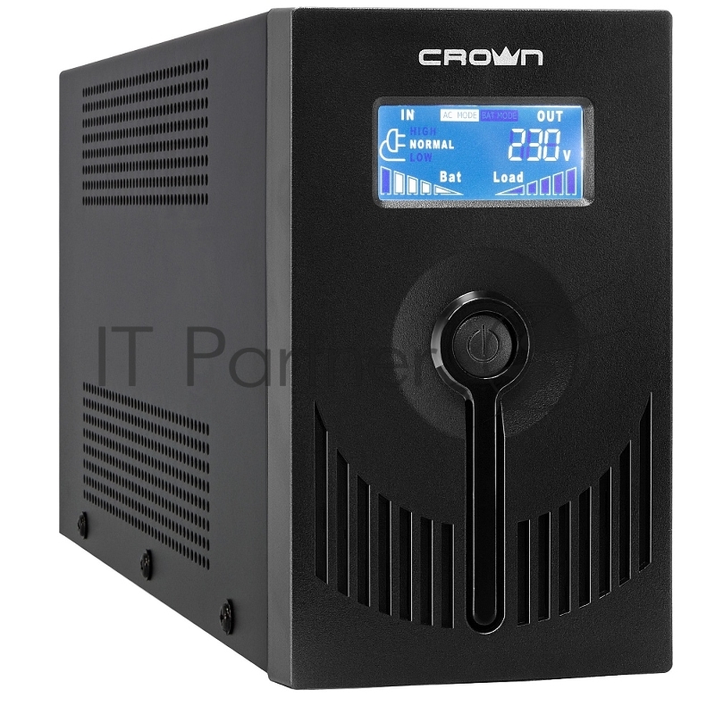 Источник бесперебойного питания CROWN Line Intractive CMU-SP650IEC LCD USB 650VA360W, корпус металл, 1x12V/7AH, розетки 6*IEC, трансформатор AVR 140-290V, LCD-дисплей, cъёмный кабель 1.2 м, порт RJ11/45, порт USB, защита: от перегрузки, от КЗ, от ска