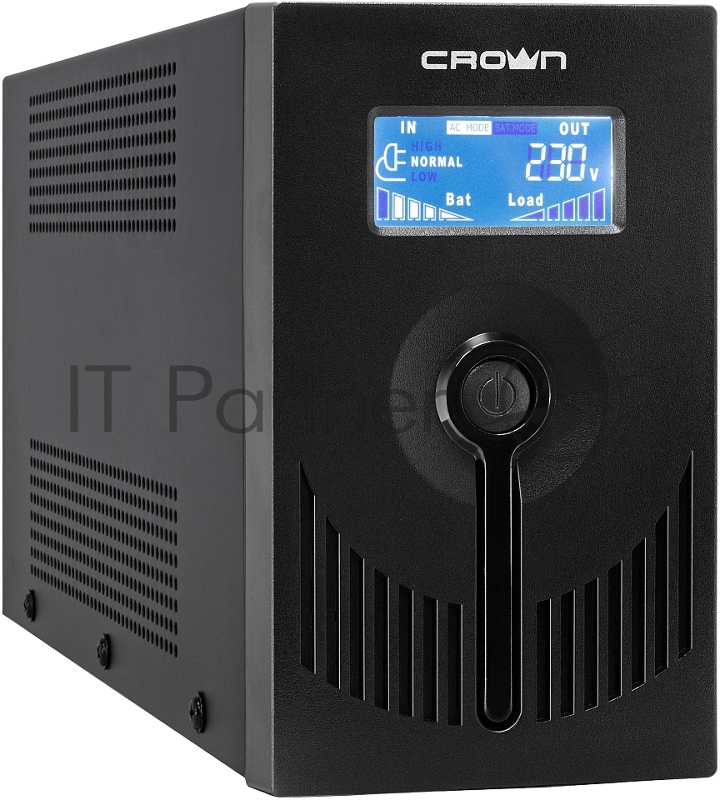 Источник бесперебойного питания CROWN Line Intractive CMU-SP650IEC LCD USB 650VA360W, корпус металл, 1x12V/7AH, розетки 6*IEC, трансформатор AVR 140-290V, LCD-дисплей, cъёмный кабель 1.2 м, порт RJ11/45, порт USB, защита: от перегрузки, от КЗ, от ска