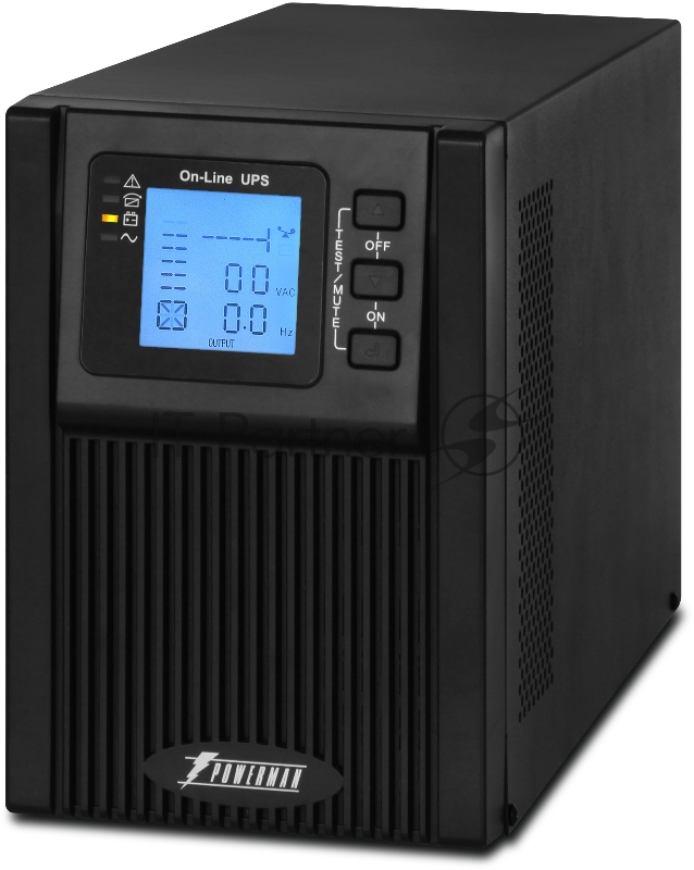 Источник бесперебойного питания PowerMan Online 1000 PLUS (1000ВА/800Вт, Online-Double conversion/LCD Display/USB/Software/RJ11/45,R